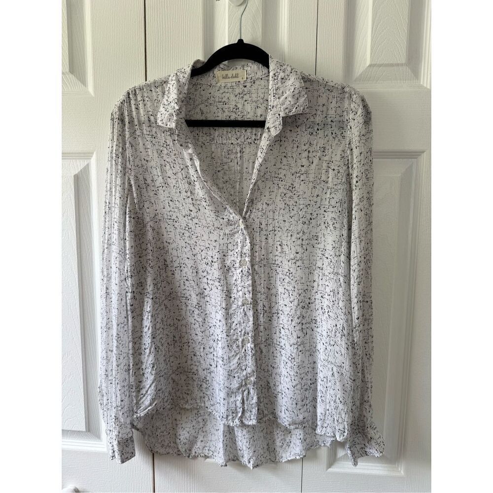 Bella Dahl XS “The Clean Shirt” Button Down - black & white
